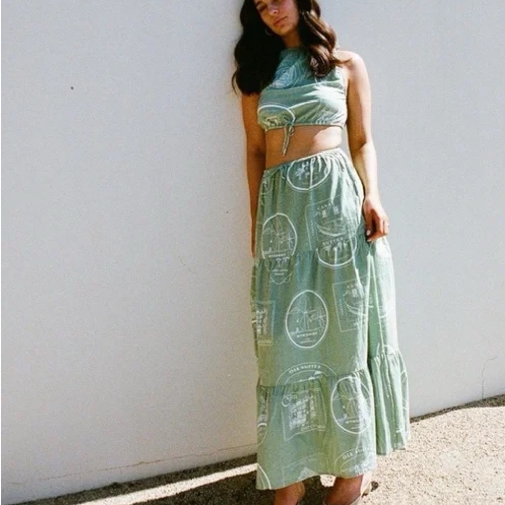 Sabo Skirt Maxi Skirt with White Pattern